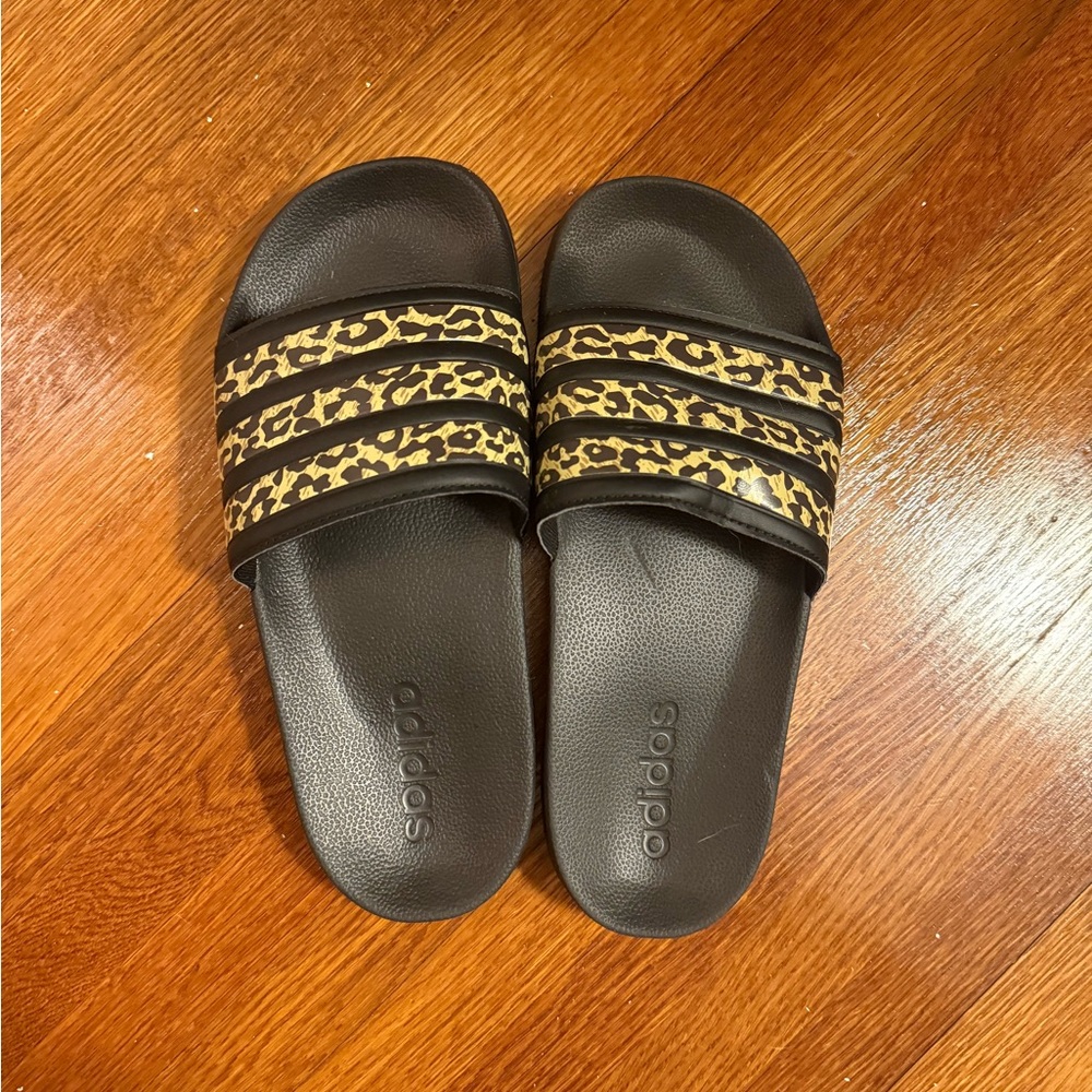 Adidas Cheetah Print Slides